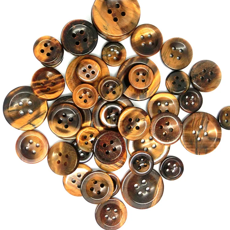 Manufacturers natural stone brown buttons high-grade clothing accessories 4 hole buttons natural agate shirt button