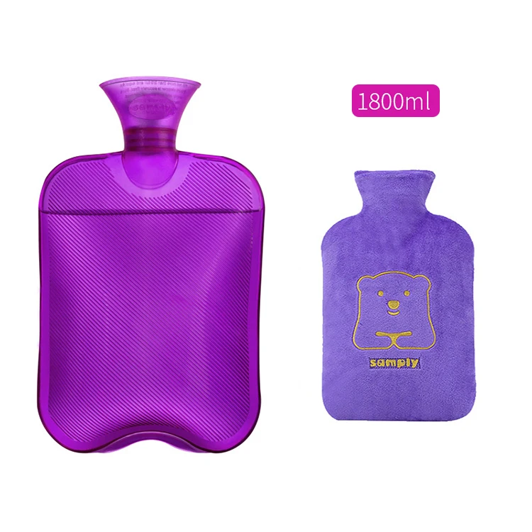 
Colorful 2 Liter Transparent Plastic Hot-Water Bag with Cover 