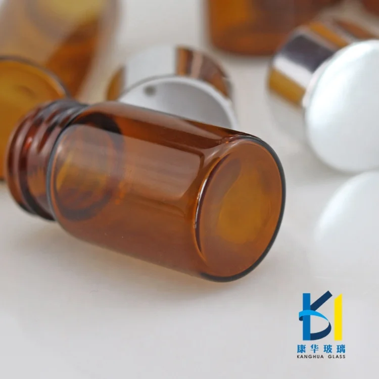 Best Sell Vial Bottle  5 ml 8 ml 10 ml 12 ml 15 ml Amber Empty Glass Bottles With Aluminum Screw Cap