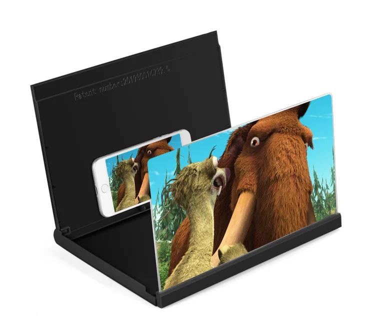 Wood 12 inch Cell Phone HD 3D Screen Magnifier,Folding Enlarged Screen,multi-functional mobile phone holder