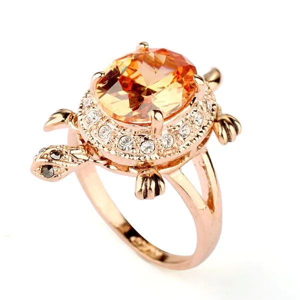 Gold gemstone tortoise finger ring golden noble topaz gemstone tortoise ring 2016