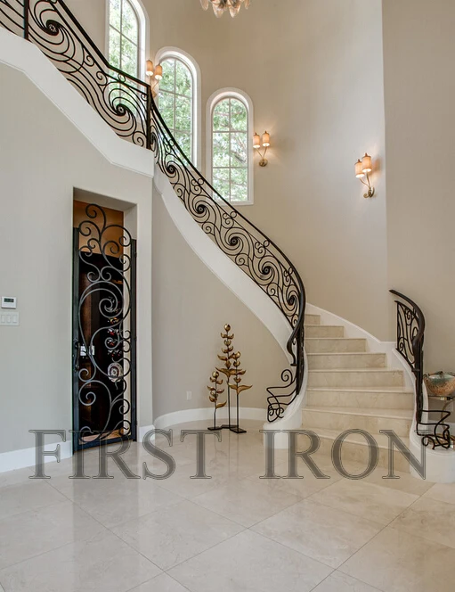 Inside galvanized steel staircase/interior metal stairs /indoor railing/iron balustrade