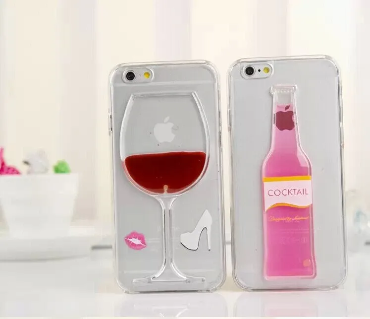 shiny 2016 new arrival mobile liquid phone case red wine glass beer bottle