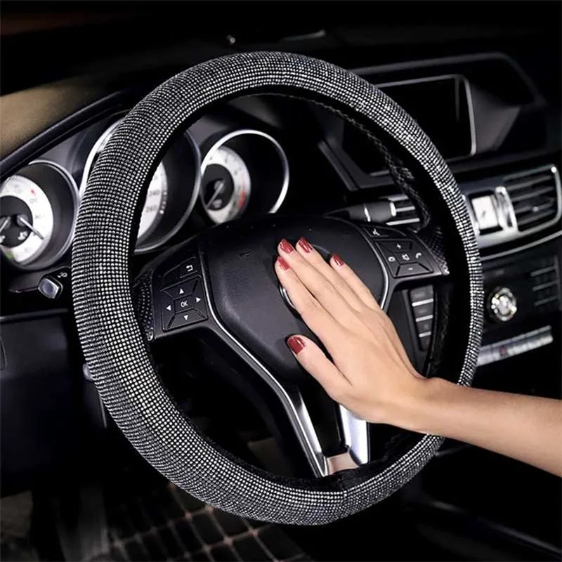 
Crystal Bling Purple Steering Wheel Cover For Girls Car Interior Accessories 