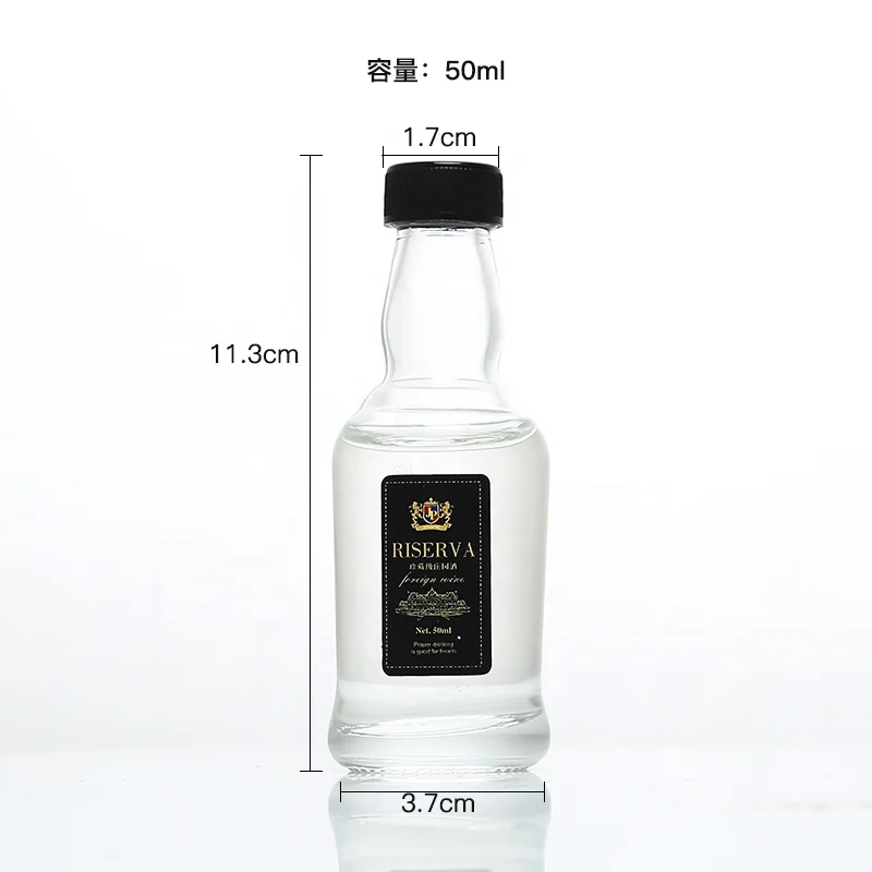 
2oz 50ml Mini Glass Bottle Alcohol Drink Liquor Wine Whisky Bottle With Screw Lid Miniature Bottle For Spirits 