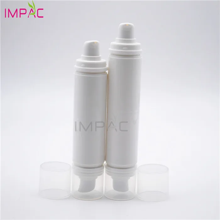 travel pocket airless white cylinder dual chamber dispenser bottle for skin care gel