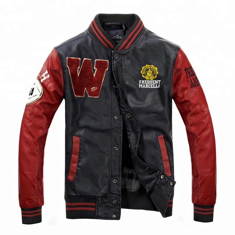  Куртка Varsity с кожаным рукавом спортивная бейсбольная куртка Мужская Letterman оптовая продажа нашивка