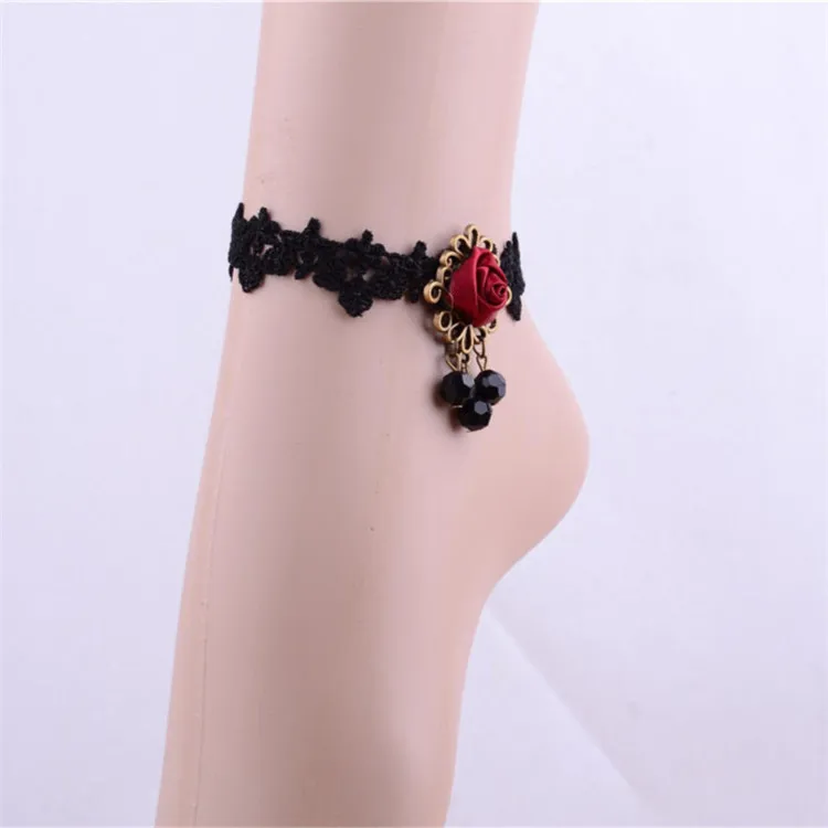 Hot Sell Women Handmade crystal DIY Personalized Fashion Lace Creative Jewelry Anklets
