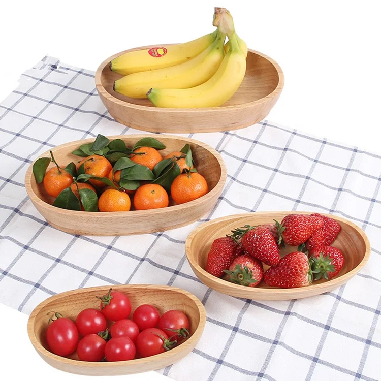 Creative  Handmade 21cm Rubber  Wood  Snacks Dried Fruits  Boat Shape  Dish