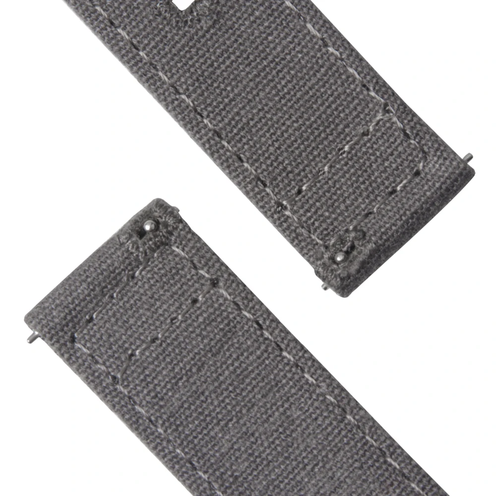 Hot Sell Gray 2 Piece Of Watch Bands Canvas Straps In 18mm-22mm with Quick Release Spring Bar And Embroidery Hole