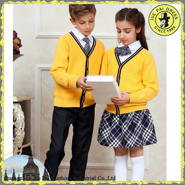 A beautiful yellow V neck school uniform