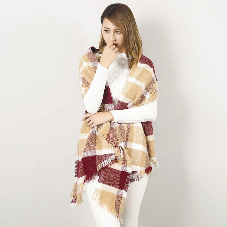 
2021 wholesale length fringed style acrylic material lady cashmere shawls winter big size women shawls scarf  (62016986970)