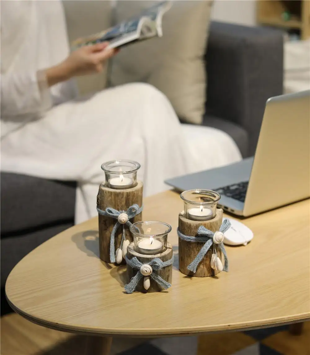 Подсвечник Baihe ручной работы в морском стиле из древесины, креативное украшение для дома