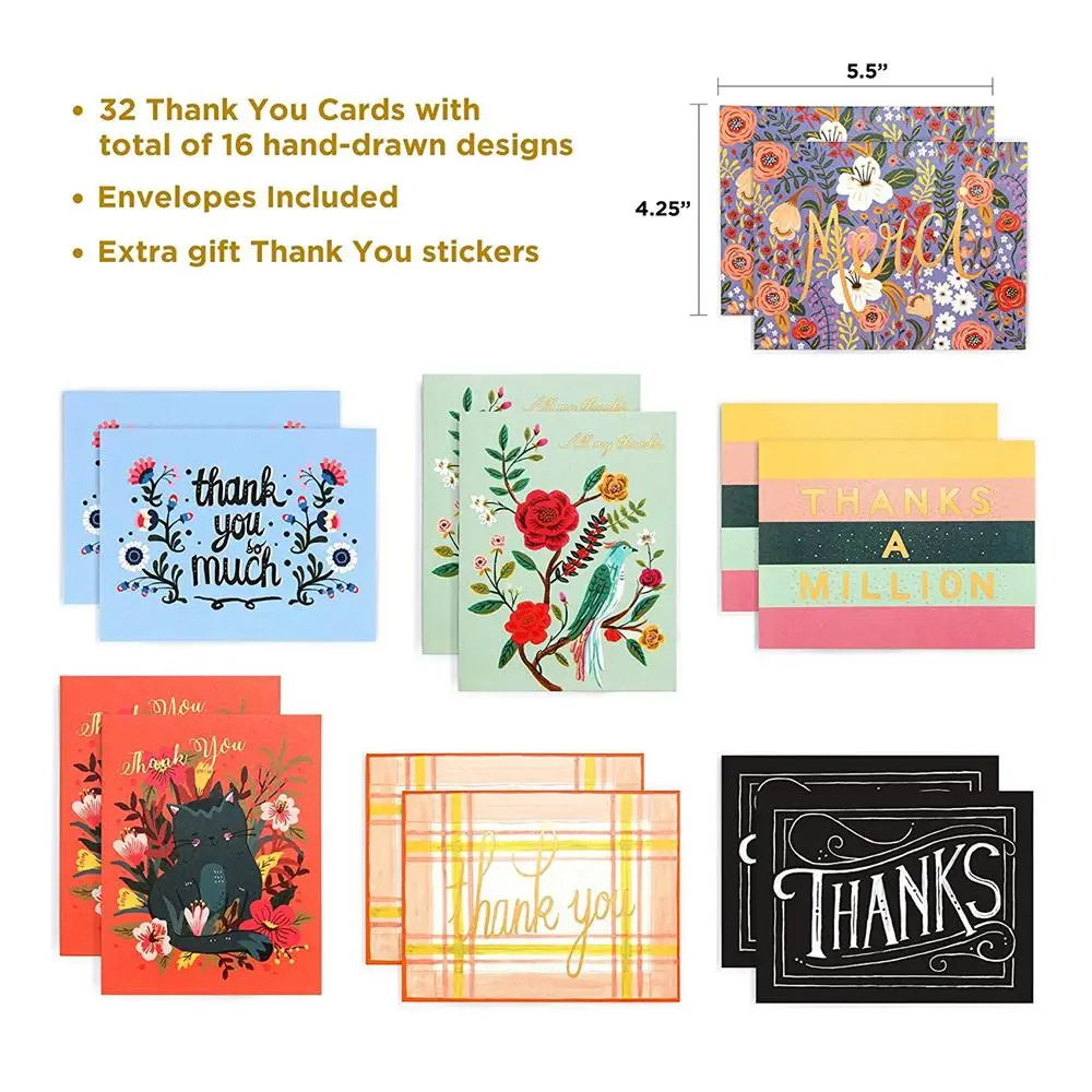
Kraft Thank You Set Handmade Birthday Handmade Decoration Christmas Custom Funny Cheap Embossed Greeting Card 