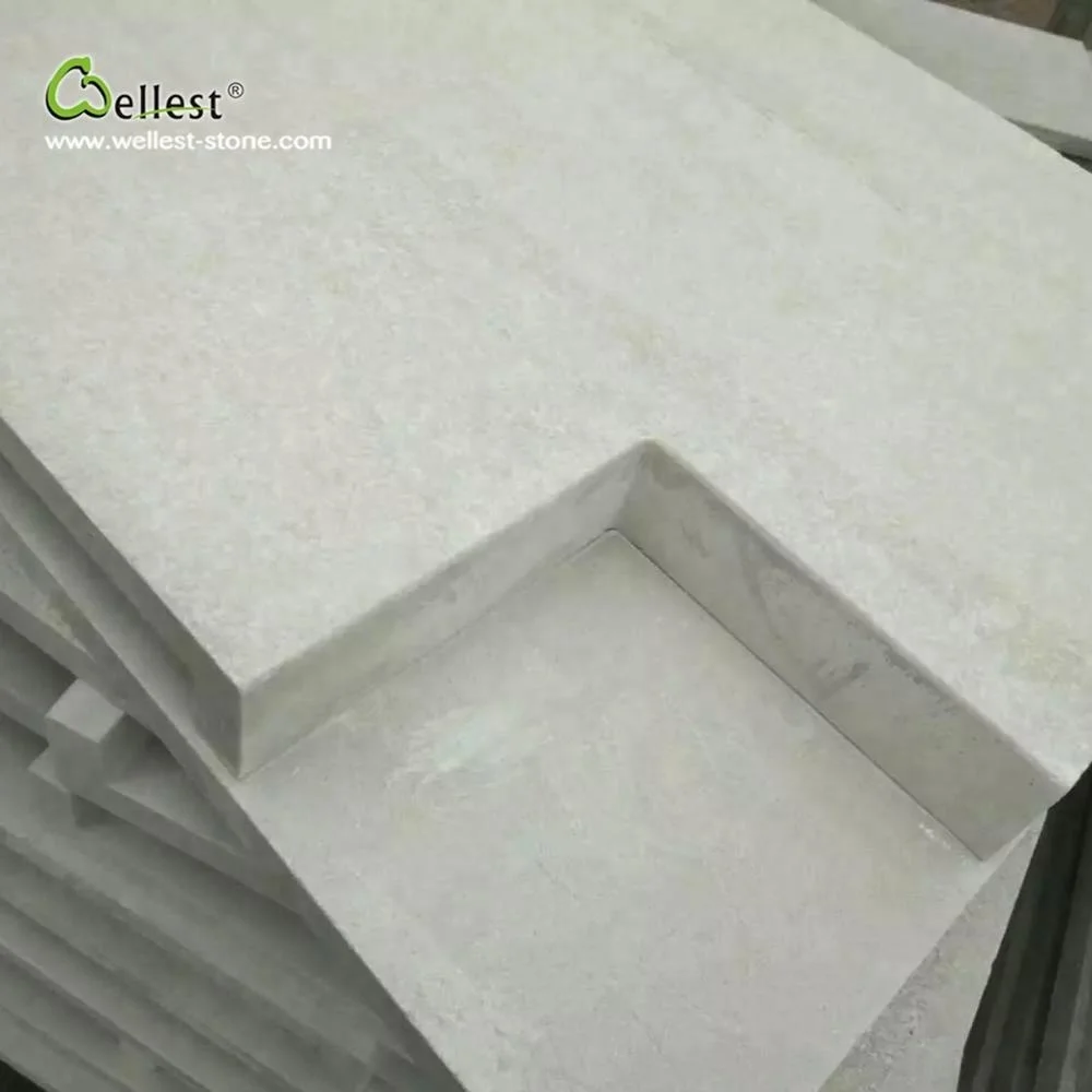 
flamed finish white quartzite pool coping corner stone 