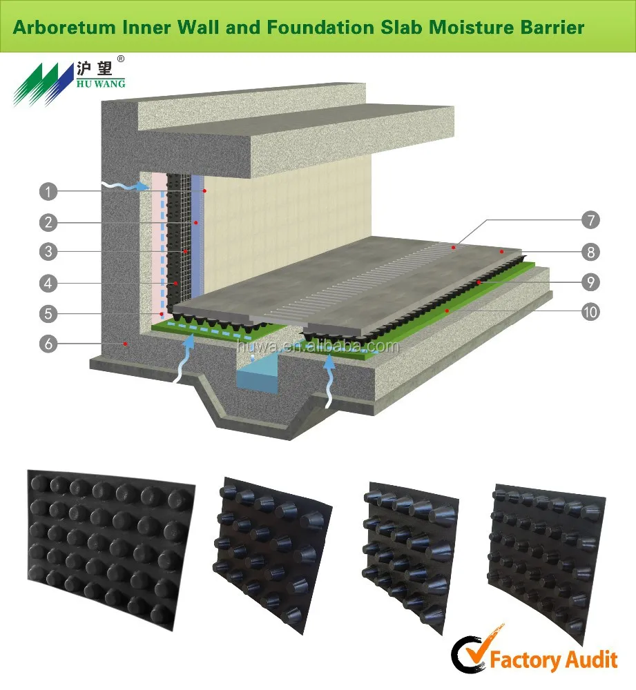 
HDPE for roof garden and foundations dimpled waterproofing membranes 