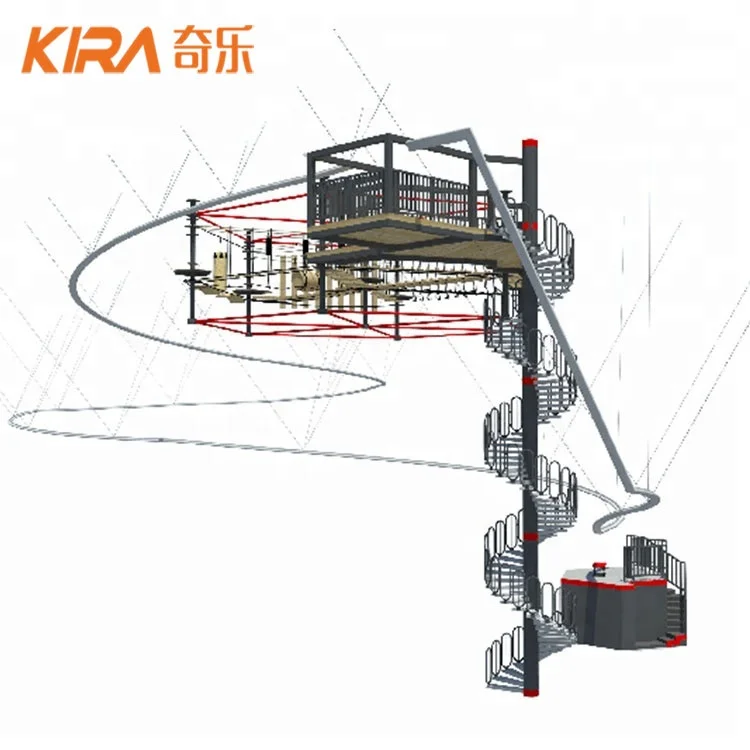 professional outdoor trampoline zip line for adult roller coaster zip line for amusement park