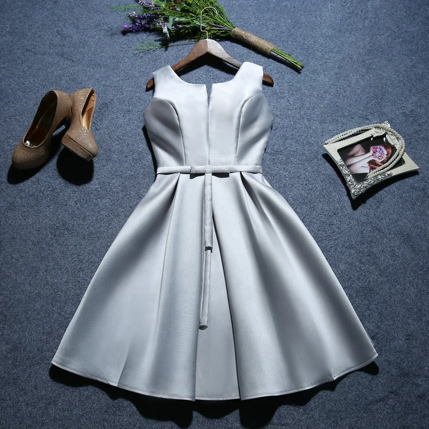 
2019 Silvia Lace-up Satin Cocktail Dress With Pockets 