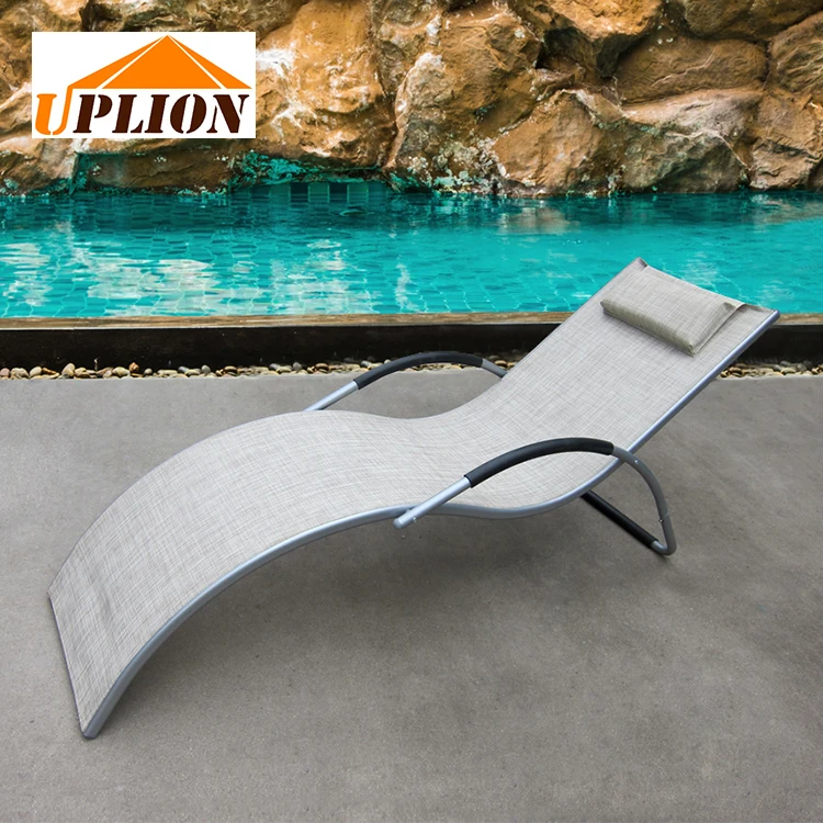 Uplion Unique Outdoor Aluminum Frame Sun Lounger Metal Patio Chaise Lounge Chair for Beach or Hotel Leisure Use