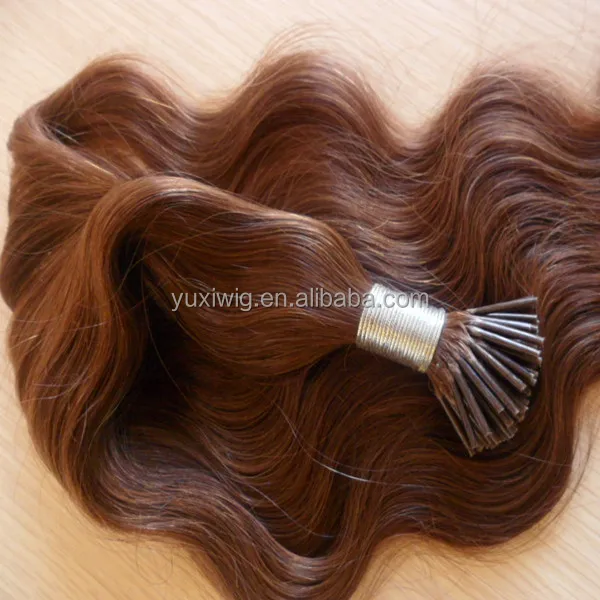 Manufacture wholesale i tip human remy hair extensions body wave pre-bonded stick hair