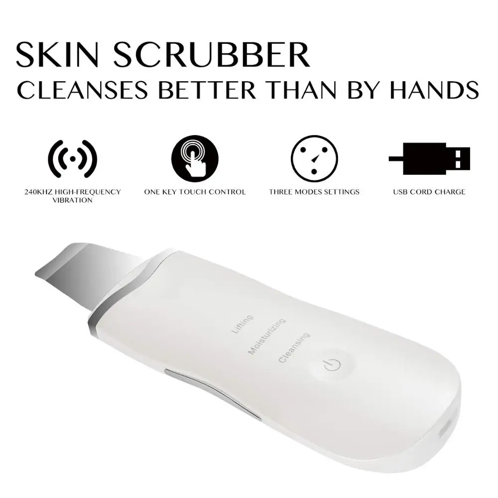 Inlinda Customized Electric Powerful  Vibration Facial scrubber Beauty Face care Ultrasonic Peeling scrubber for Skin cleaning