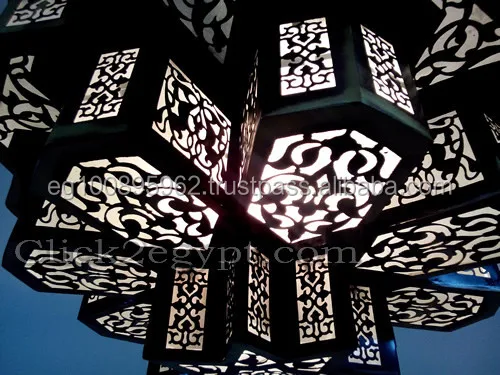 B209 Three Tiers Brass Moroccan Flush Ceiling Fixture / Pendant Star Chandelier