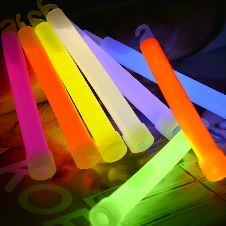 
15*150mm 6 inch flashing light stick glow sticks party stick with hook and elastic lanyard 