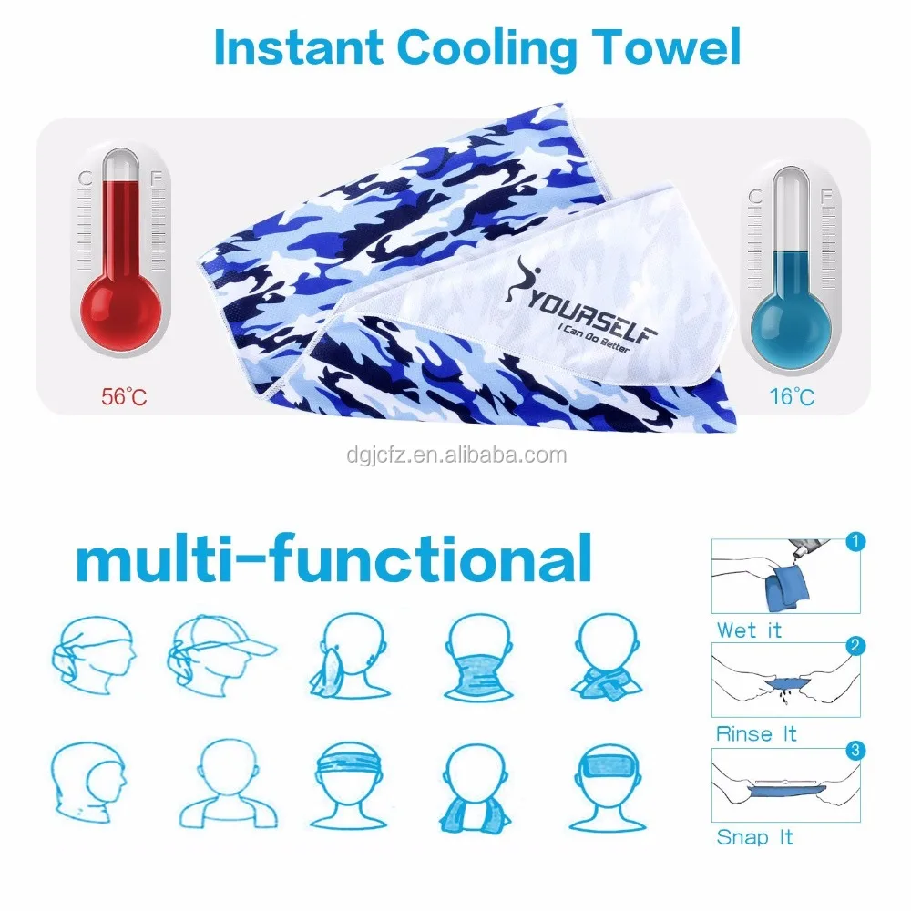 Reusable Cooling Towel Beach OEM Plain Rectangle High Quality Cooling Towel New Ice Fabric Gym Towel Nonwoven JC-CT-07-S CN;GUA