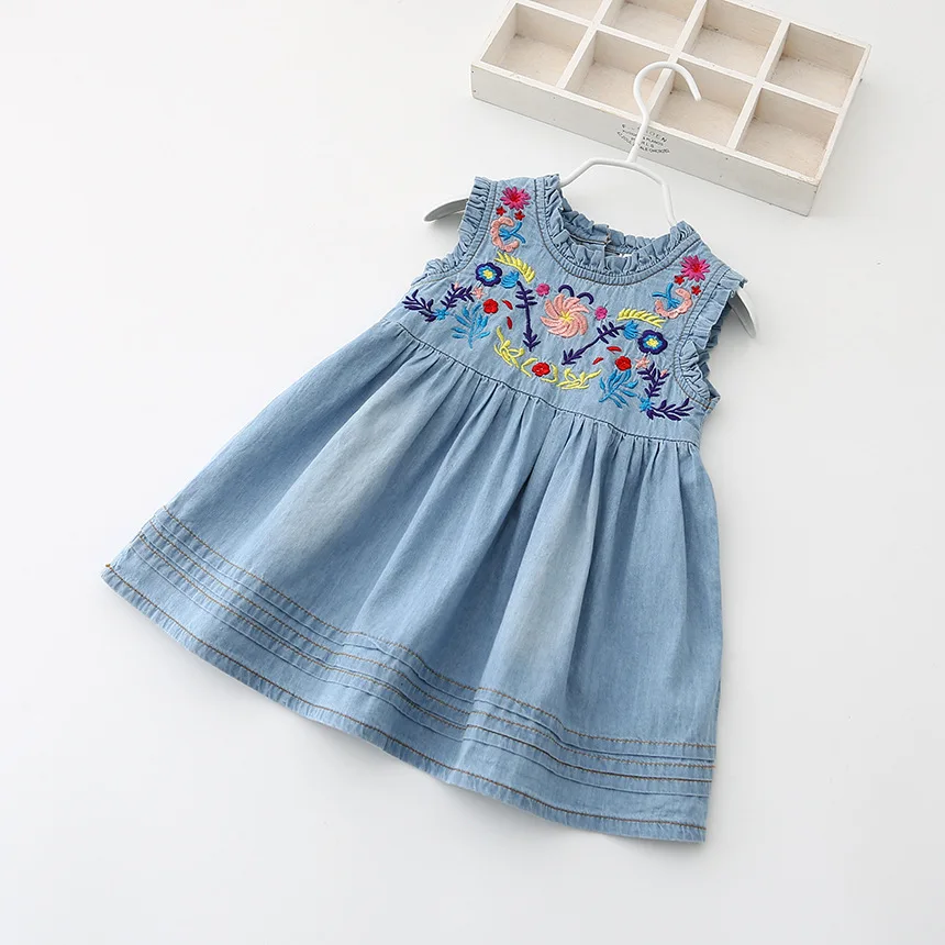 BKD summer embroidered dimn dress fashion cute dress for child girl