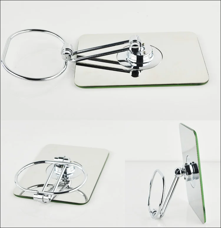 Single-Sided Stainless Steel Base Portable Folding Rectangle Hanging Travel Mirror Desktop Cosmetic Mirror