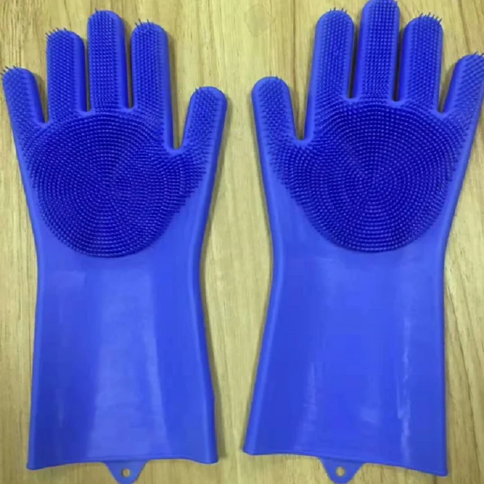 Magic Reusable Silicone Gloves with Cleaning Scrubber, Great for dish wash, Cleaning