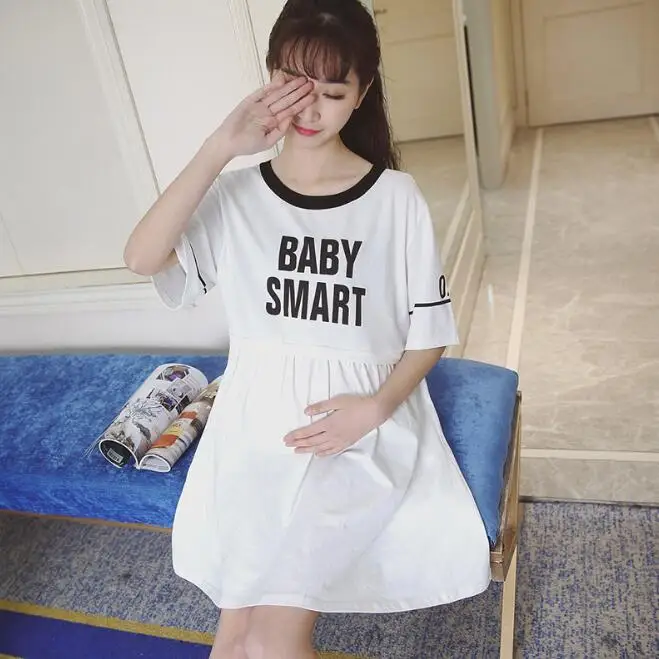 cy30375a 2018 cotton maternity clothes white maternity dress short sleeve nursing dress