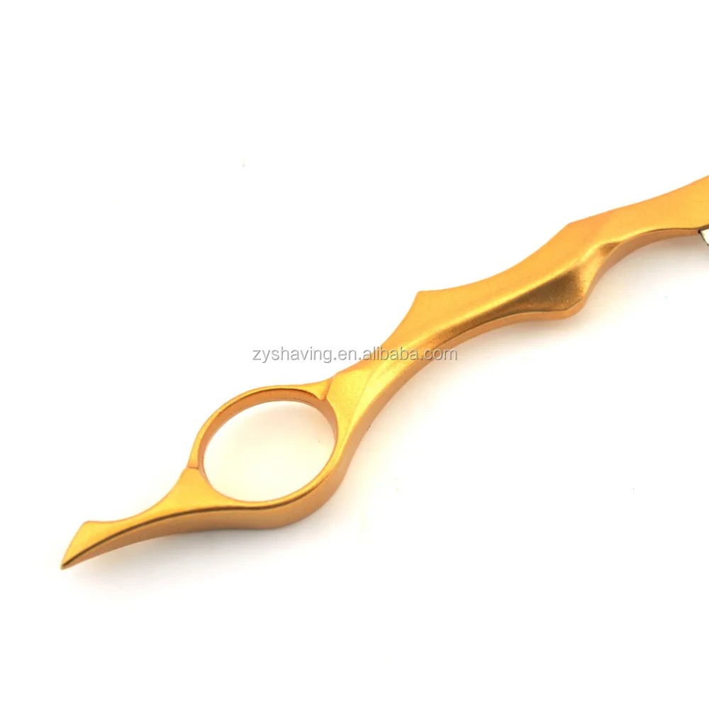 Golden Alloy Hair Cutting Razor Thinning Shaving Knife + 10 Blades Barber Tool