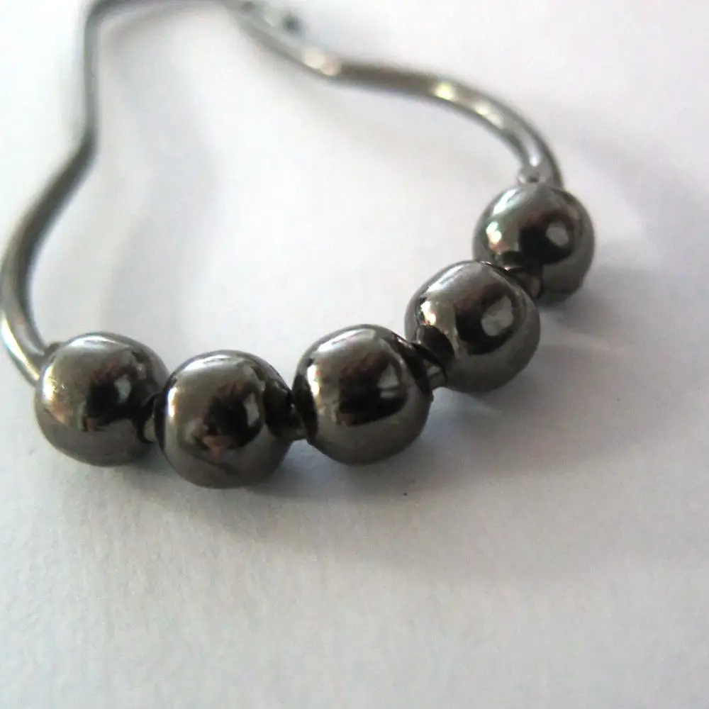 12PCS/Bag Shower Curtain Rings Black Nickel Plated Shower Curtain Hook