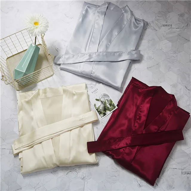 Wholesale Custom Dressing Gown Satin Silk Kimono Robe Bathrobe Women