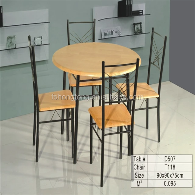 
Simple Living Modern Moulded Board and Iron Leg Small Round Dining Set or Kitchen Table for 4 