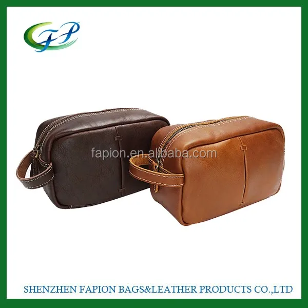 
high quality large travel leather toiletry bag for men 