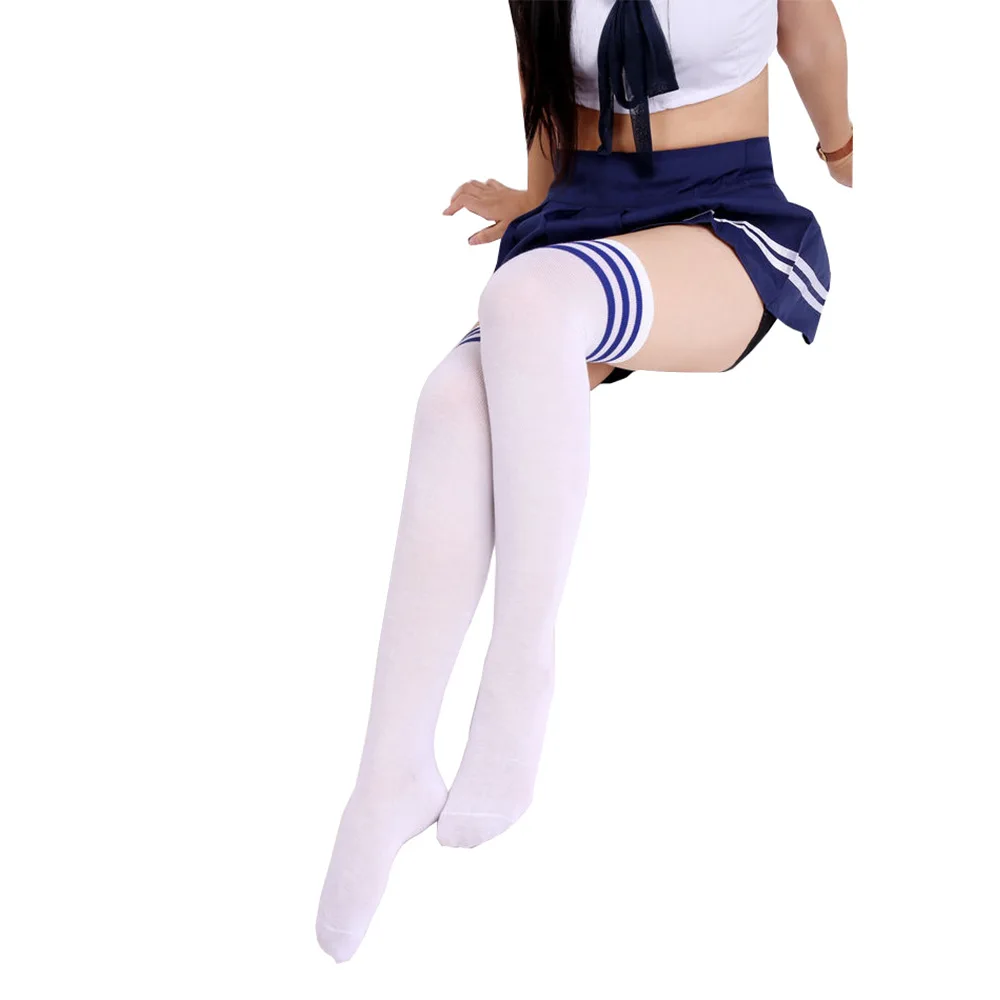 
College wind cotton striped stockings over the knee high socks student socks 