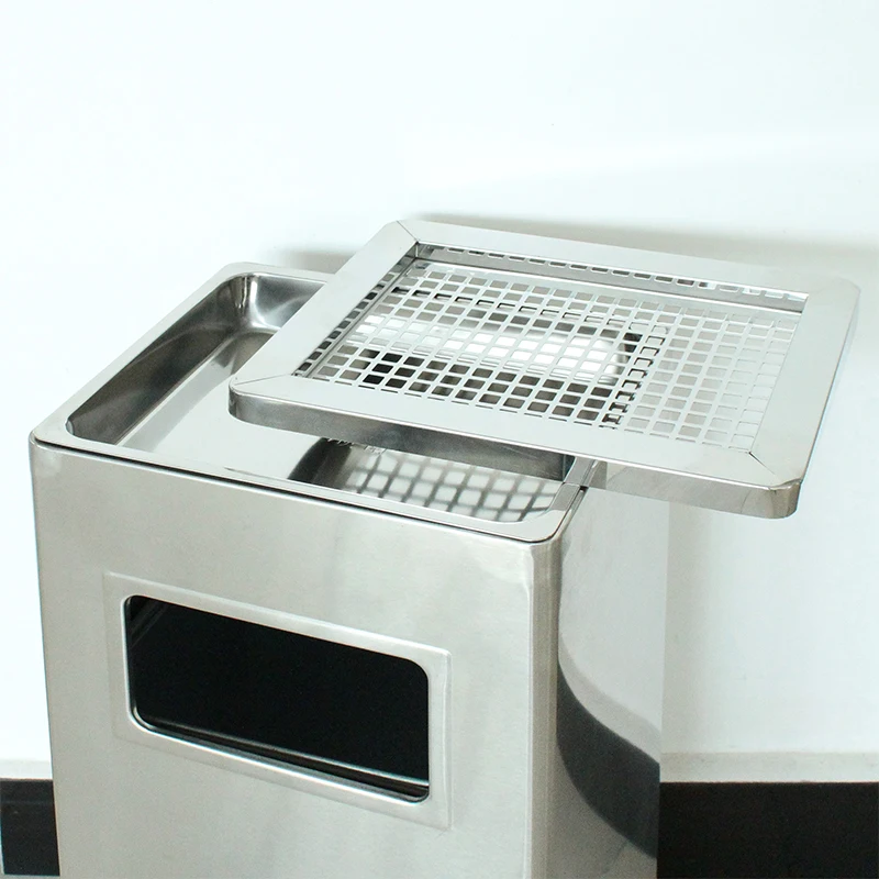 Metal Litter Bin Trashbin Trash Can Economy Metal Garbage Bin Waste Receptacles with Ashtray