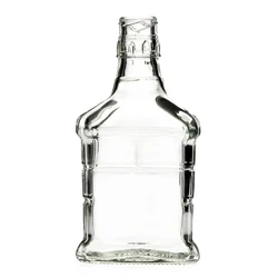 OEM Logo Printing 180 ml 6 oz Flat Square Rum Wine Bottles Clear Brandy Bottle Glass Spirit Bottle