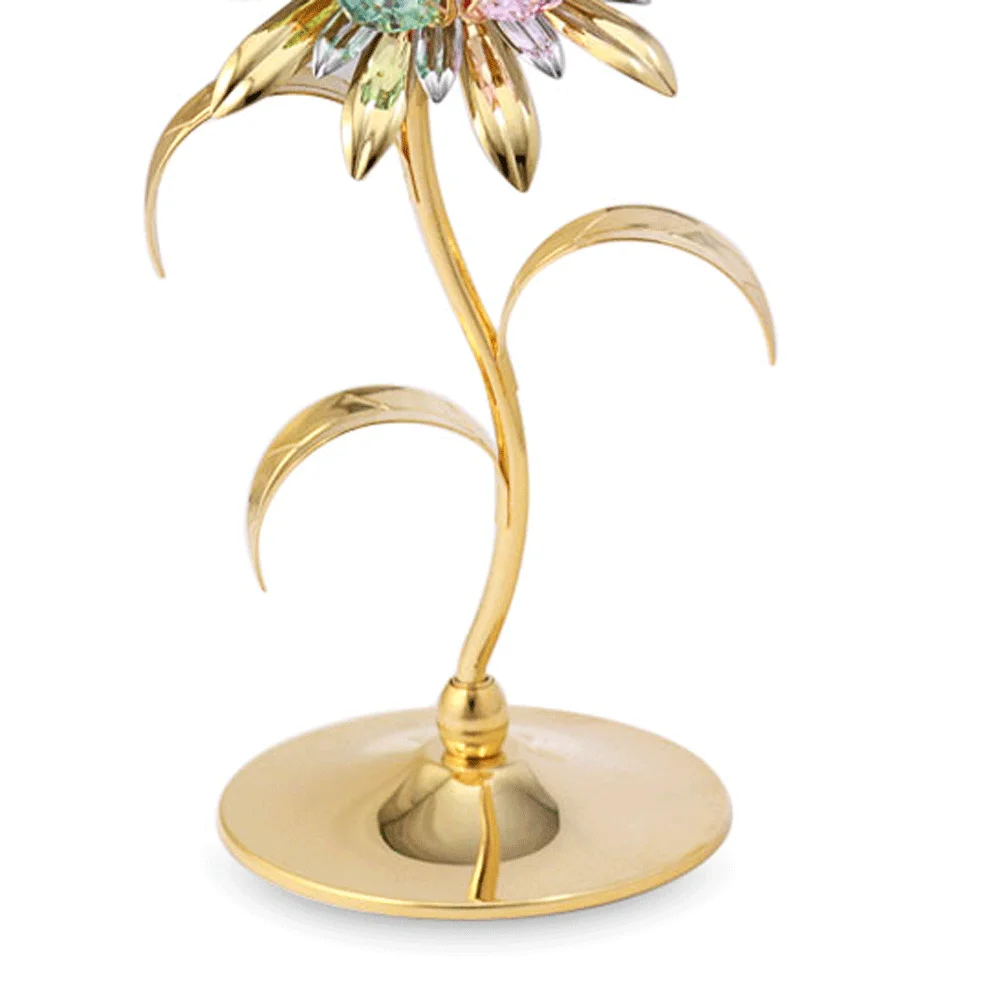 Crystocraft Classical Gold Plated Metal Sunflower Decorated with Brilliant Cut Crystals Home Decoration