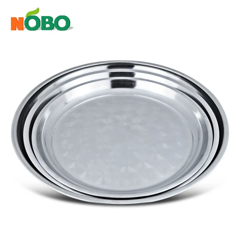 NOBO Wholesale Banque Celebration Gadroon Tray Stainless Steel Indian Round Serving Tray