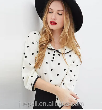 
Long sleeve tops white chiffon clothes new design elegant chiffon laides blouse 