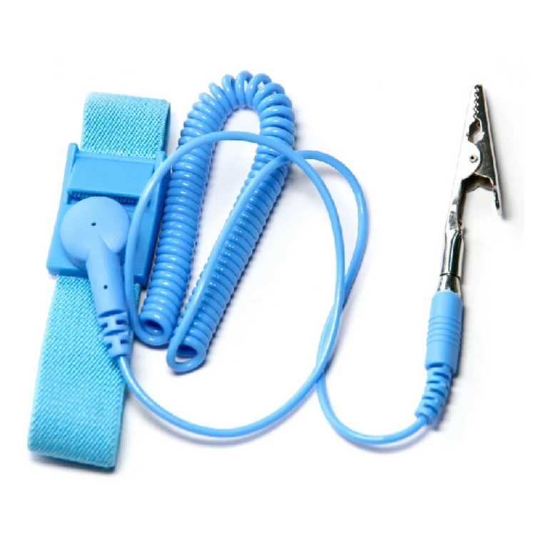 Durable Blue Color Fabric Conductive Band Adjustable Elastic Static Control ESD Wrist Strap