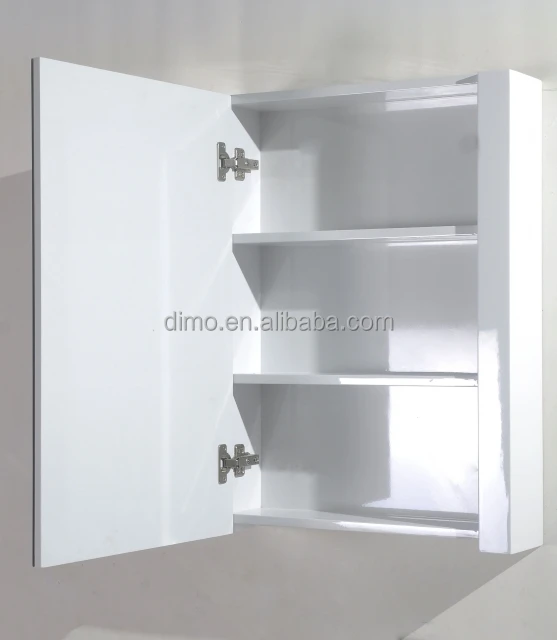 
Low price MDF PVC plastic bathroom mirror cabinet with led light adjustable glass shelf 