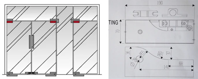 Kindas Large size Top Door Patch Fitting Glass, Glass Door Clamp ZJ-A0021