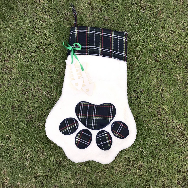 
Wholesale Christmas Gift Filler Pet Stocking Custom Large Sock Monogram Dog Paw Christmas Stocking 