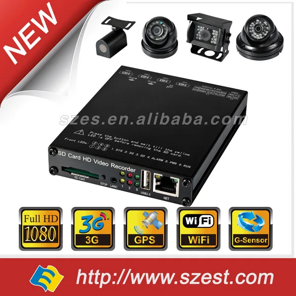 4CH Full HD Mobile DVR устройство для системы видеонаблюдения с Wifi, 3G для такси, автобусов и полицейских машин