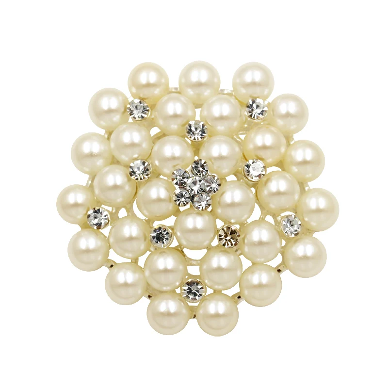 Factory Direct Wholesale Wedding Bouquets Imitation Pearl Flower Brooches in Silver or Gold Plated