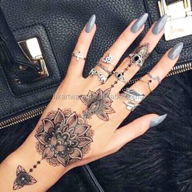 
Custom printed body makeup black tattoo stickers temporary hollow lace 